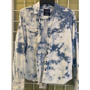 American Eagle bleach washed button up